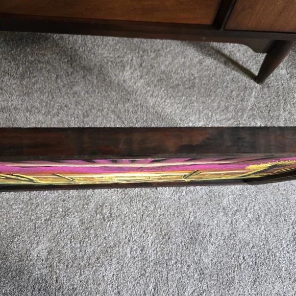 Vintage 60s 70s hand painted framed velvet desert landscape wall art Painting - Picture 4 of 8